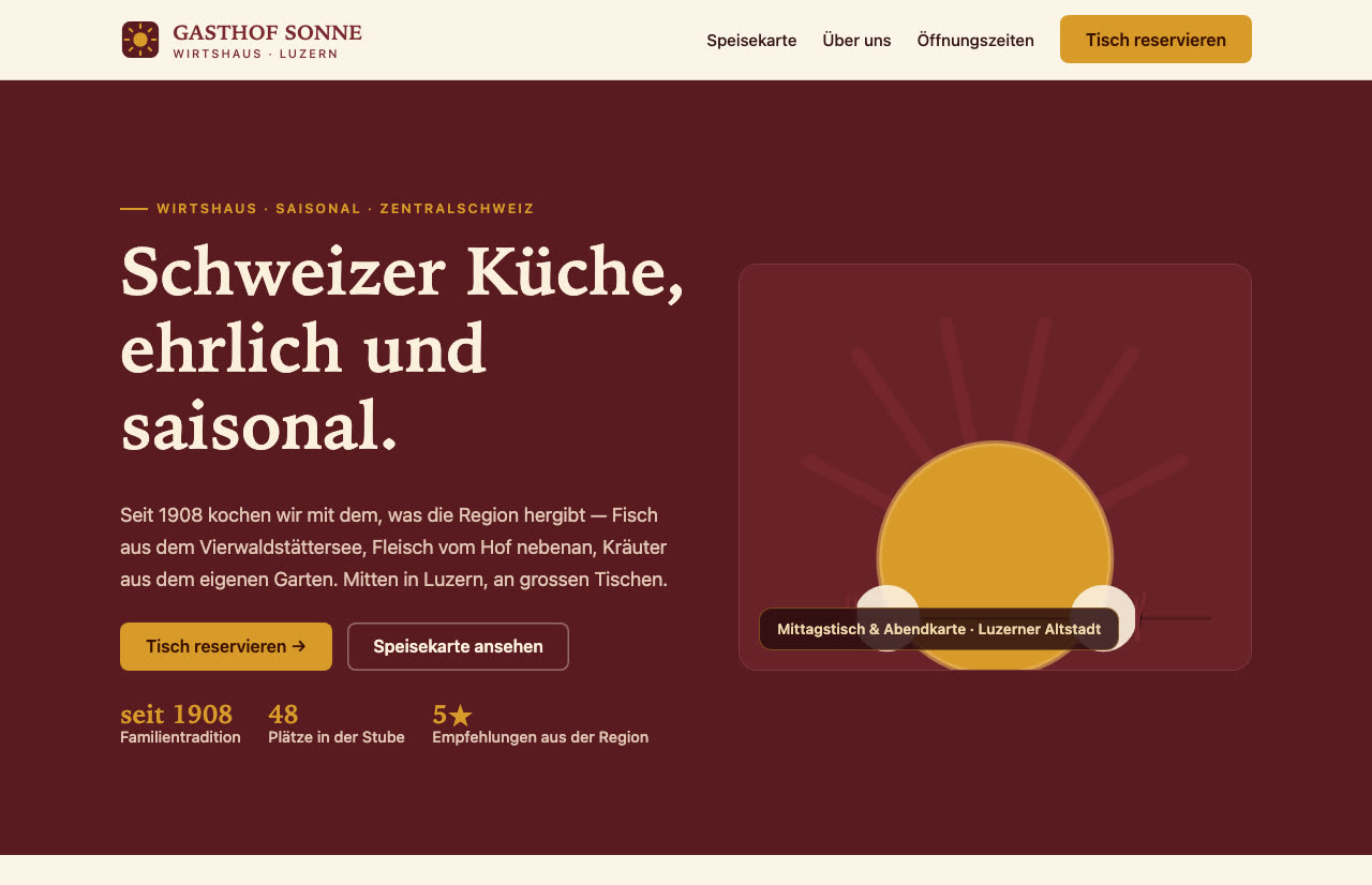 Gasthof Sonne — homepage della demo di concetto